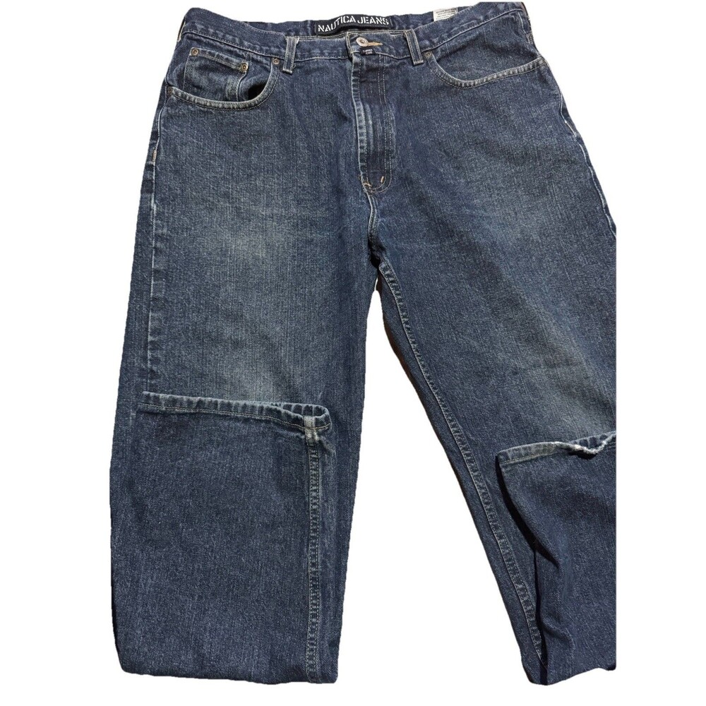 Nautica Vintage 1990’s Wide Leg Baggy Distressed Jeans Men’s Size 36X32 Y2K